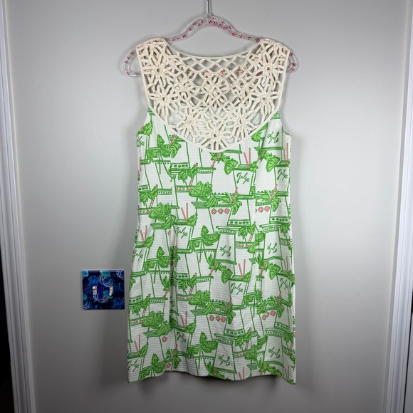 Lilly Pulitzer Lacina Mint Julep Kentucky Derby Shift Lattice Dress Size 10 - Picture 10 of 15